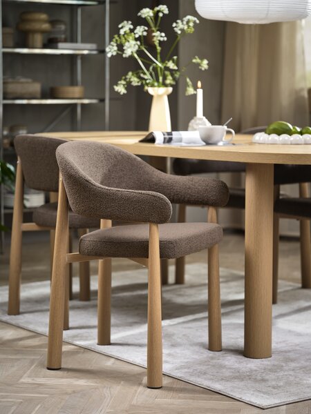 Dining chair ROUST dark sand fabric/natural oak colour