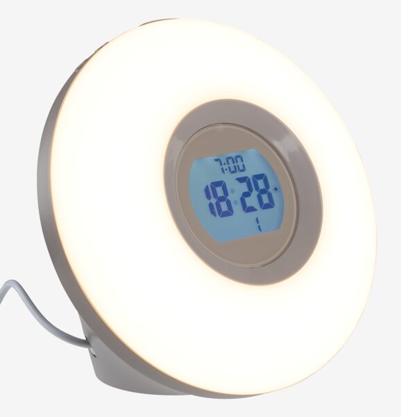 Wake-up light vekkerklokke EVALD B11xL17xH17cm varm grå