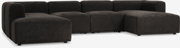 Modular sofa SKEJBY 5 pers. chaise/open dark brown