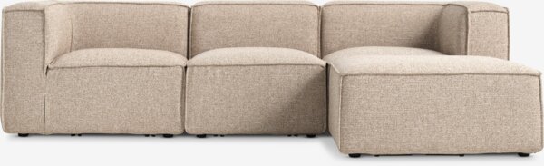 Modular sofa SKIBBY 3 pers. chaise longue sand fabric