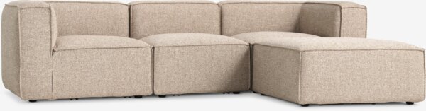 Modular sofa SKIBBY 3 pers. chaise longue sand fabric