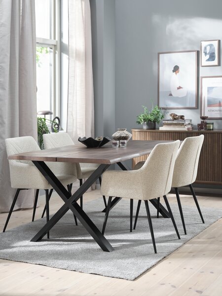 ROSLEV L160 bord mörk ek + 4 PURHUS stolar off-white