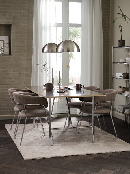 HORNUM L180 brown/chrome + 4 RAMSING beige/chrome