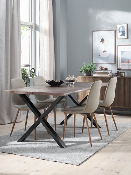 ROSLEV L160 bord mörk ek + 4 BISTRUP stolar sand