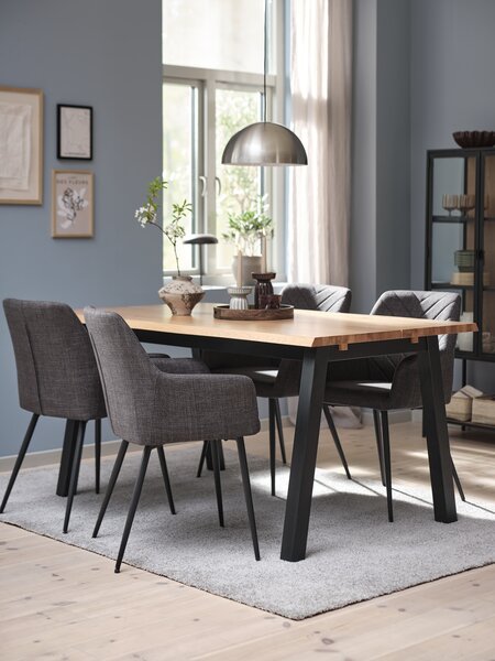 SKOVLUNDE L160 table natural oak + 4 PURHUS grey/black