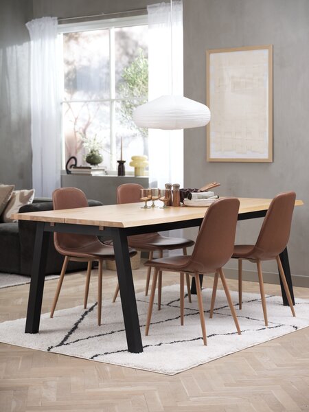 SKOVLUNDE L200 tafel naturel eiken + 4 JONSTRUP cognac
