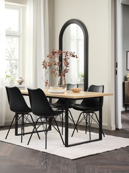 AABENRAA L160 table warm oak + 4 KLARUP chairs black