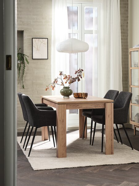 LINTRUP L140 cm rovere nat. selvatico + 4 PURHUS grigio/ne.