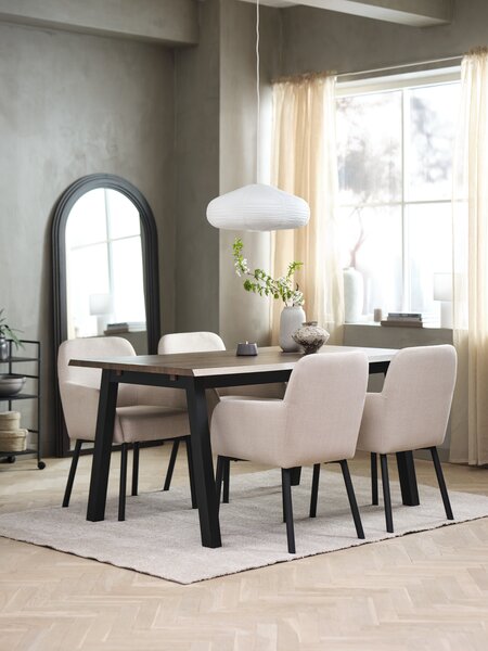 SANDBY Tavolo L210 cm rovere scuro + 4 SOTTRUP beige/nero