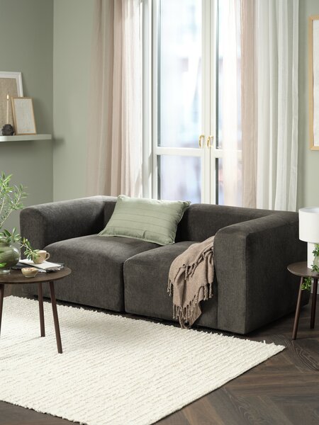 Modular sofa SKEJBY 2 pers. dark brown fabric