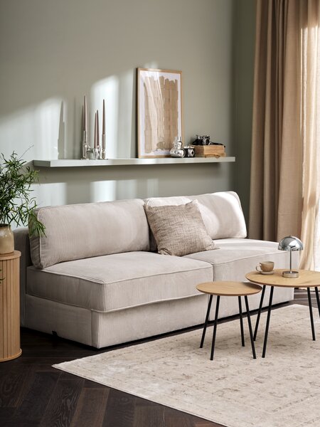 Modular sofa bed SJELLE 2 pers. without armrests beige