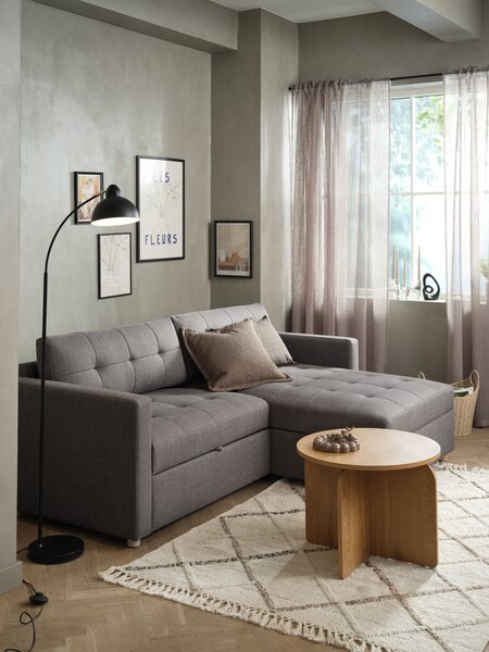 Sovesofa m/sjeselong TEGLHUSE grå stoff