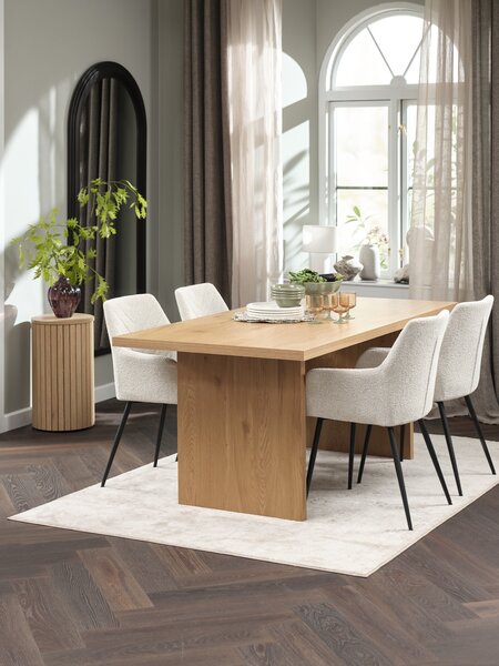 MUNKEBY D180 stol topli hrast + 4 PURHUS prljavo bijela/crna