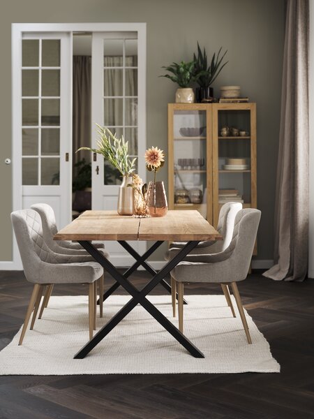 ROSLEV L200 rovere naturale + 4 BELLINGE sabbia/rovere natur