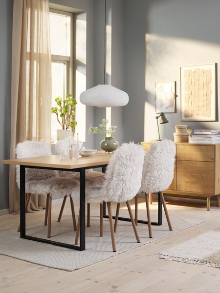 AABENRAA L160 warme Eiche + 4 JONSTRUP teddy off-white