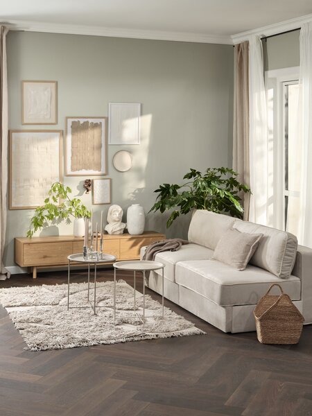 Modular sofa bed SJELLE 2 pers. without armrests beige