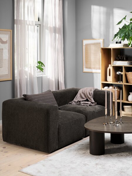 Modular sofa SKEJBY 2 pers. dark brown fabric