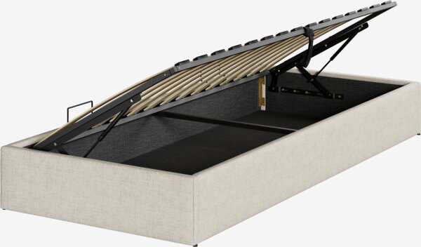 Säng med förvaring SEDEN 90x200 sidolift beige tyg