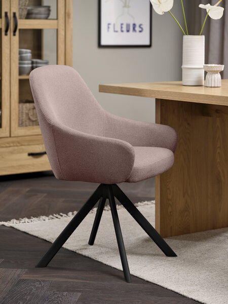 Dining chair ROSTRUP swivel beige fabric