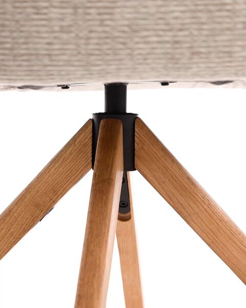 Spisestol VEMMETOFTE svingfot beige stoff/natur eik