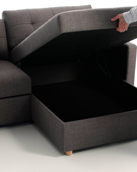 Sovesofa m/sjeselong TEGLHUSE grå stoff