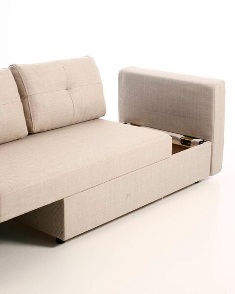 Bäddsoffa BRAMMING 2-sits beige tyg
