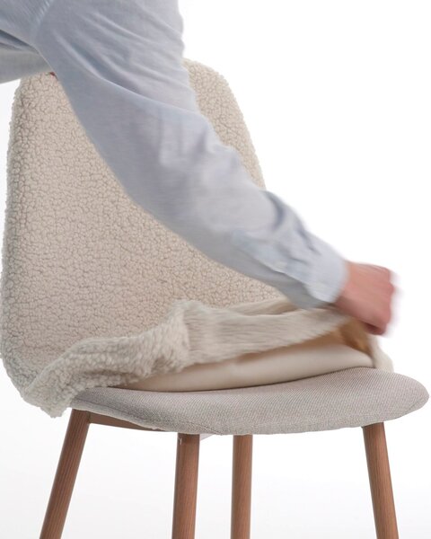 Dining chair JONSTRUP teddy off-white fabric/oak colour