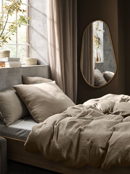 Påslakanset MALIN Muslin 150x210 mörk sand