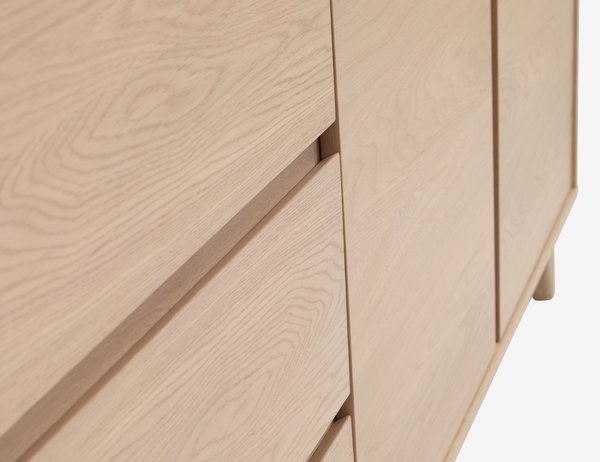 Sideboard KALBY 2 doors 3 drawers light oak