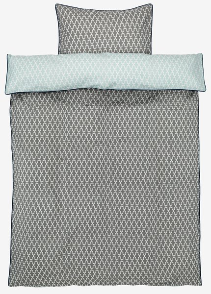 Parure de lit Percale DINA 140x200 gris/menthe