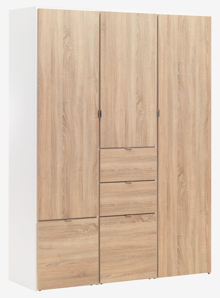 Wardrobe NAUTRUP 149x200 3 doors light oak color/white