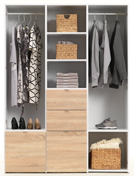 Wardrobe NAUTRUP 149x200 3 doors light oak color/white