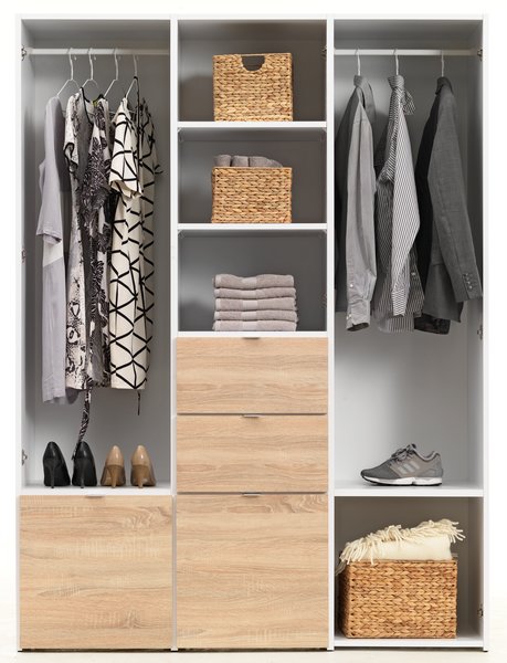 Wardrobe NAUTRUP 149x200 3 doors oak color/white