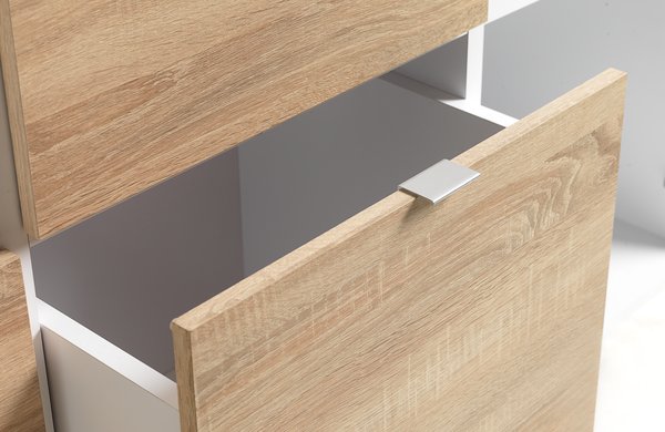 Wardrobe NAUTRUP 149x200 3 doors light oak color/white