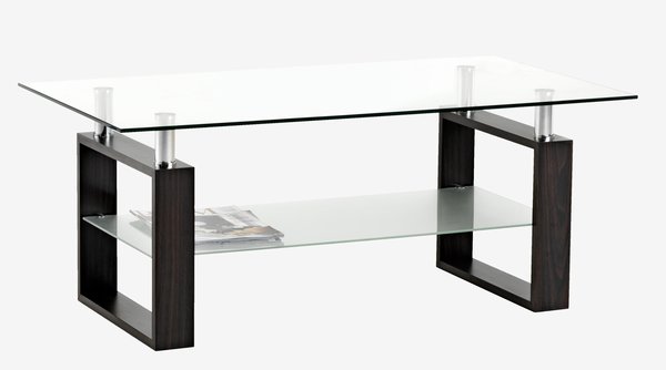 Tavolino NYBORG 60x110 cm 1 ripiano nero/vetro