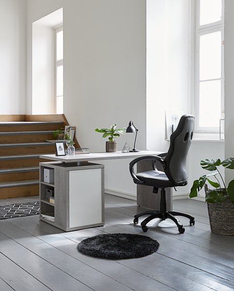 Desk ULLITS 69x140 concrete/high gloss