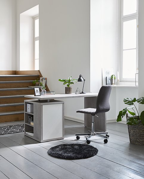 Desk ULLITS 69x140 concrete/high gloss