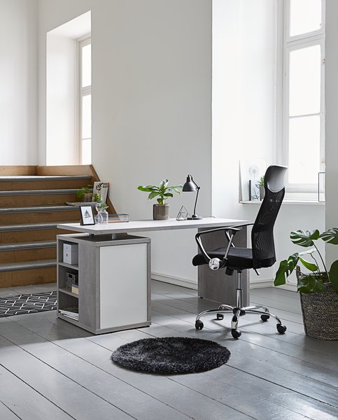 Desk ULLITS 69x140 concrete/high gloss