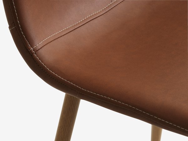 Chaise JONSTRUP similicuir cognac/couleur chêne