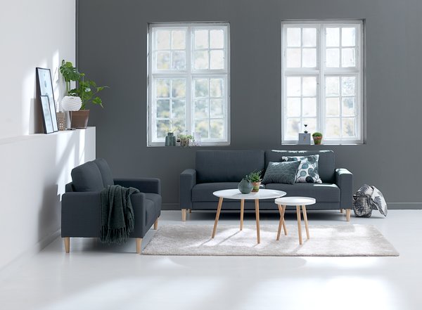 Sofa EGENSE 3-seter mørk grå stoff