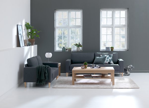 Sofa EGENSE set of 2 dark grey fabric