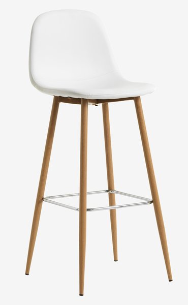 Barová židle JONSTRUP bílá koženka/barva dubu