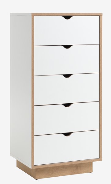 5 drawer chest MAMMEN slim white/oak