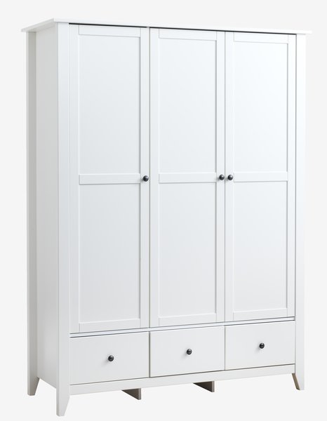 Wardrobe NORDBY 150x200 3 doors 3 drawers white