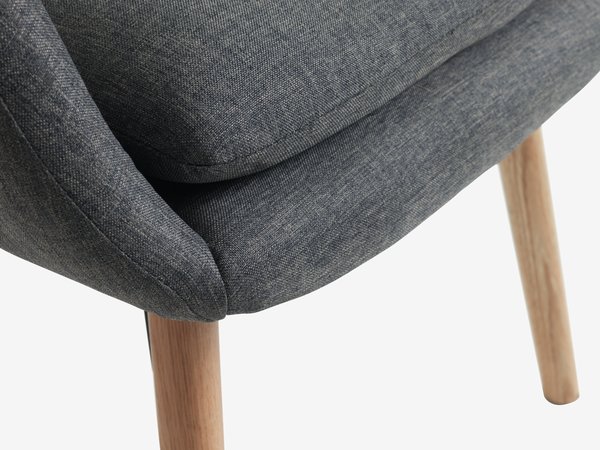 Armchair UDSBJERG grey fabric/oak