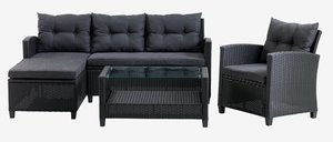 Комплект меблів для відпочинку MORA 4м шезлонг чорний