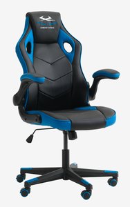 Gejmerska stolica VOJENS crna/plava veštačka koža/mreža