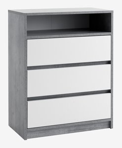 3 drawers chest BILLUND white/concrete