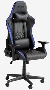 Sedia da gaming RANUM con LED similpelle nera/nero