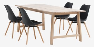 GADESKOV L200 Tisch Eiche + 4 KASTRUP Stühle schwarz/Eiche